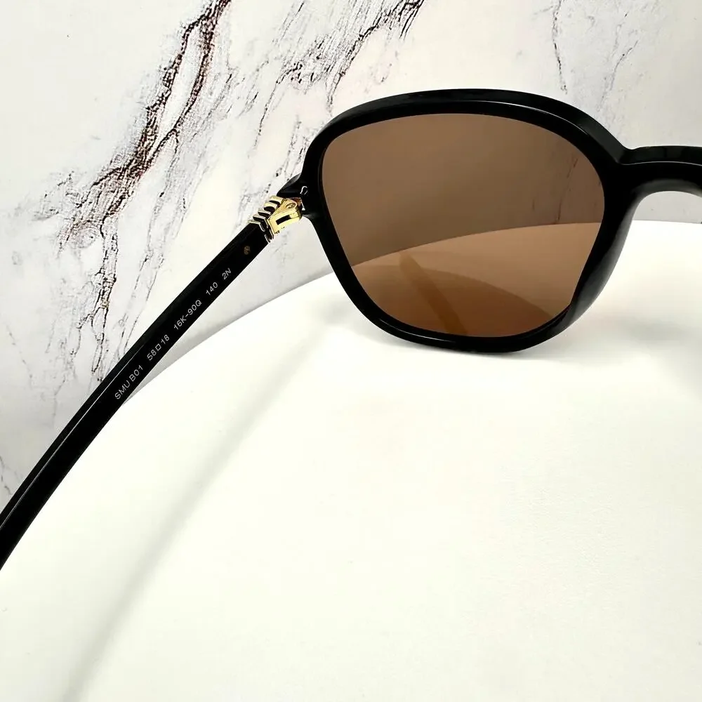 New MIU MIU Sunglasses MU B01S 16K90Q Black Brown Lens Oversized Pillow Square - Picture 11 of 16